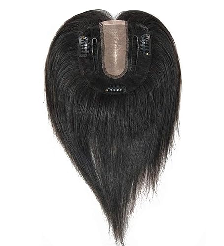 Cabello humano real, nano mono, corona de cabello con clips en tupé, peluca para cabello fino, 8 pulgadas, marrón oscuro