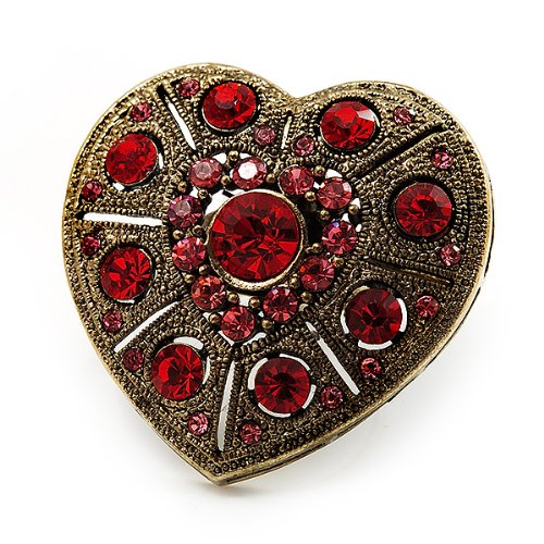 Bague coeur cristal rouge réglable, le cadeau romantique idéal