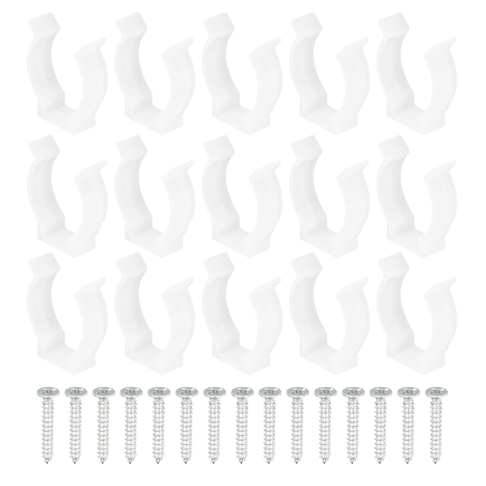 sourcing map T8 U Clips Holder Bracket for LED Light Bulb Mounting Brackets Clamps Plastic Fluorescent Tube Holder with Screws, White Pack of 15
