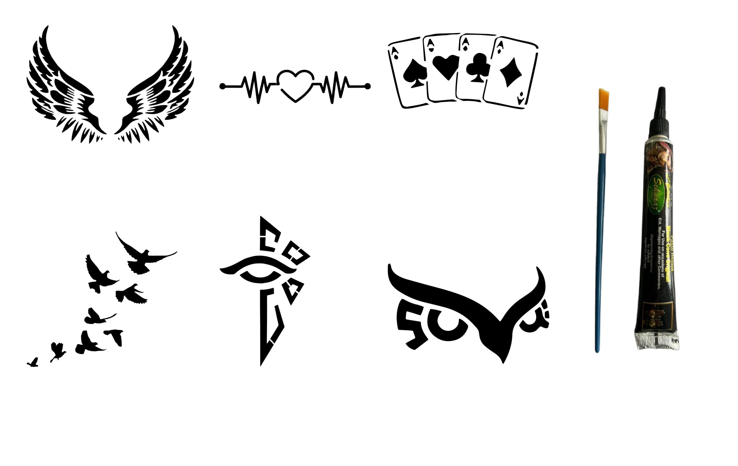 Tribal Kanat Şansı Hint Kınasıyla Geçici Dövme Seti