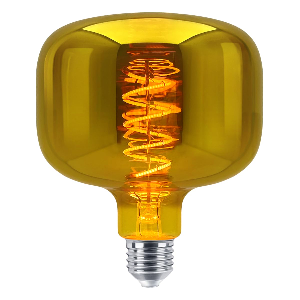 4W E27 LED Filament Light Bulb, Gold Mirror Glass, Coil Spiral Design, Decorative Lamp for Bar, Cafe, Home, Restaurant GOLDCYL