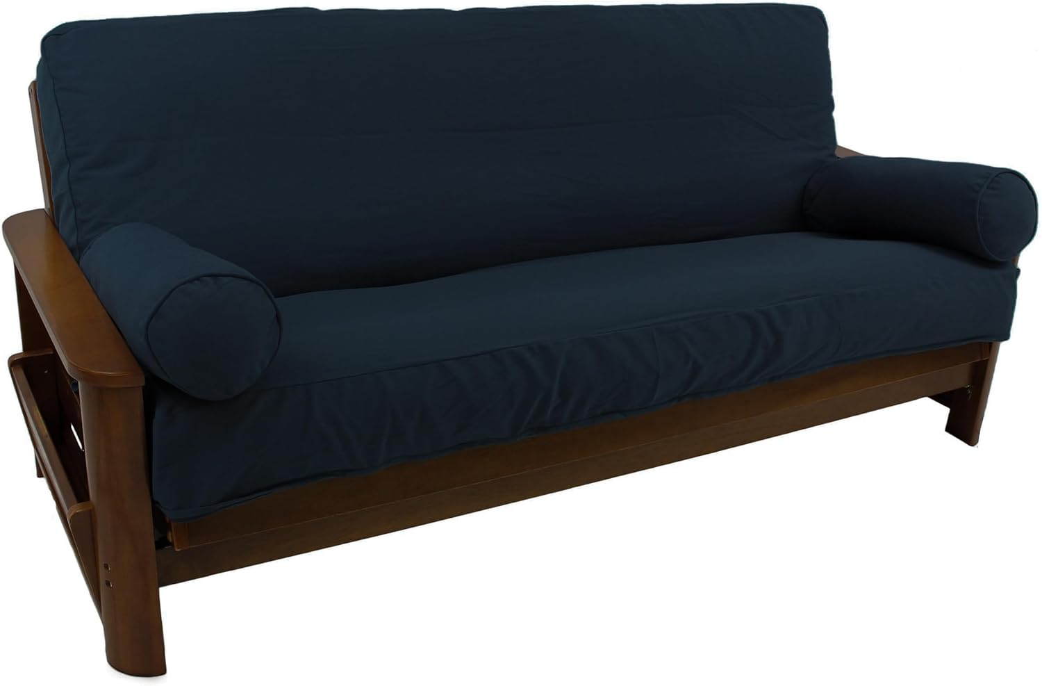 Blazing Needles Solid Twill 8" to 9" Futon Cover Set with 2 Bolster Pillows (Set of 3), Full, Burgundy