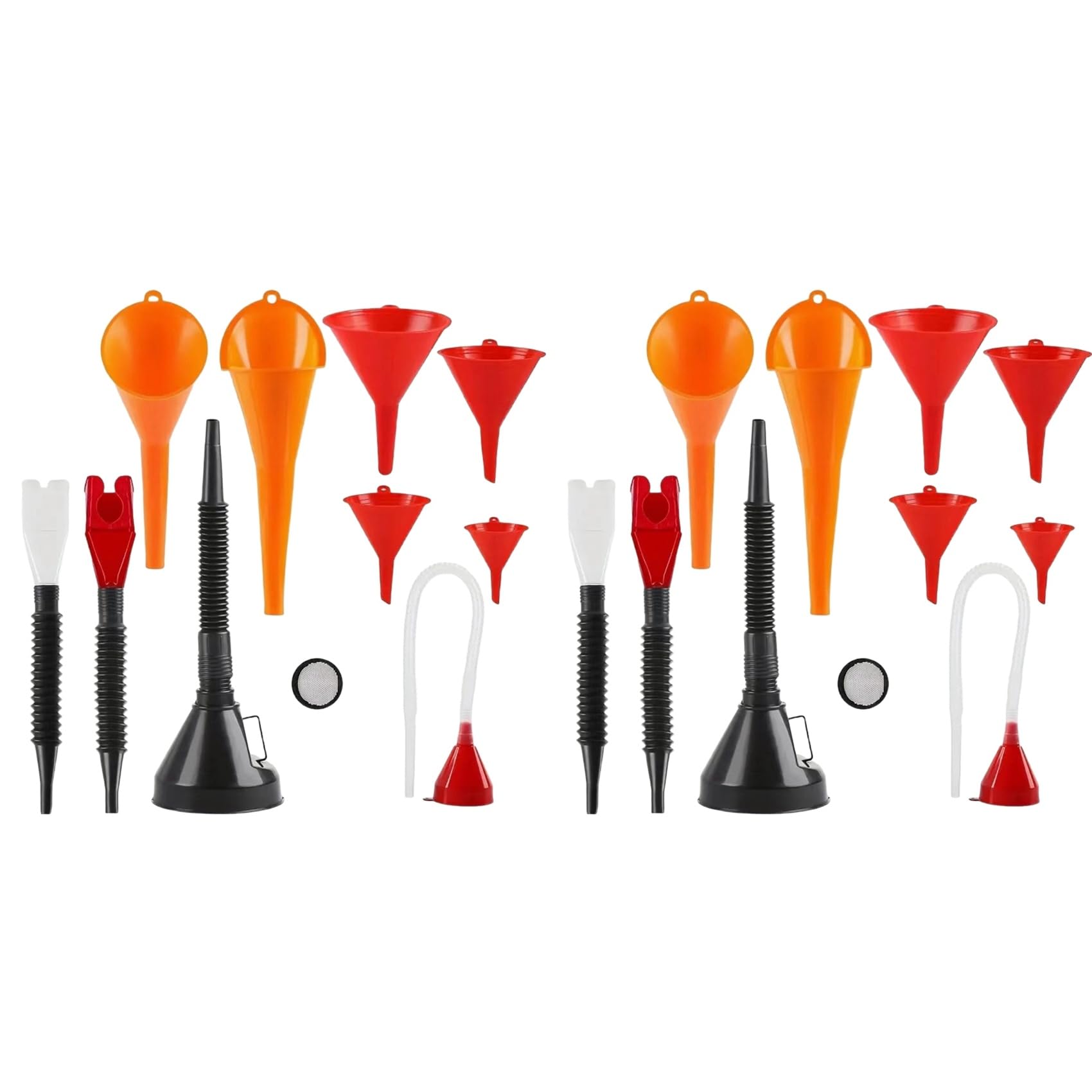 Jnchdghwa 20 Pcs Automotive Funnels Set Wide Mouth Funnels Right Angle Funnels, with Detachable Spout and Filter