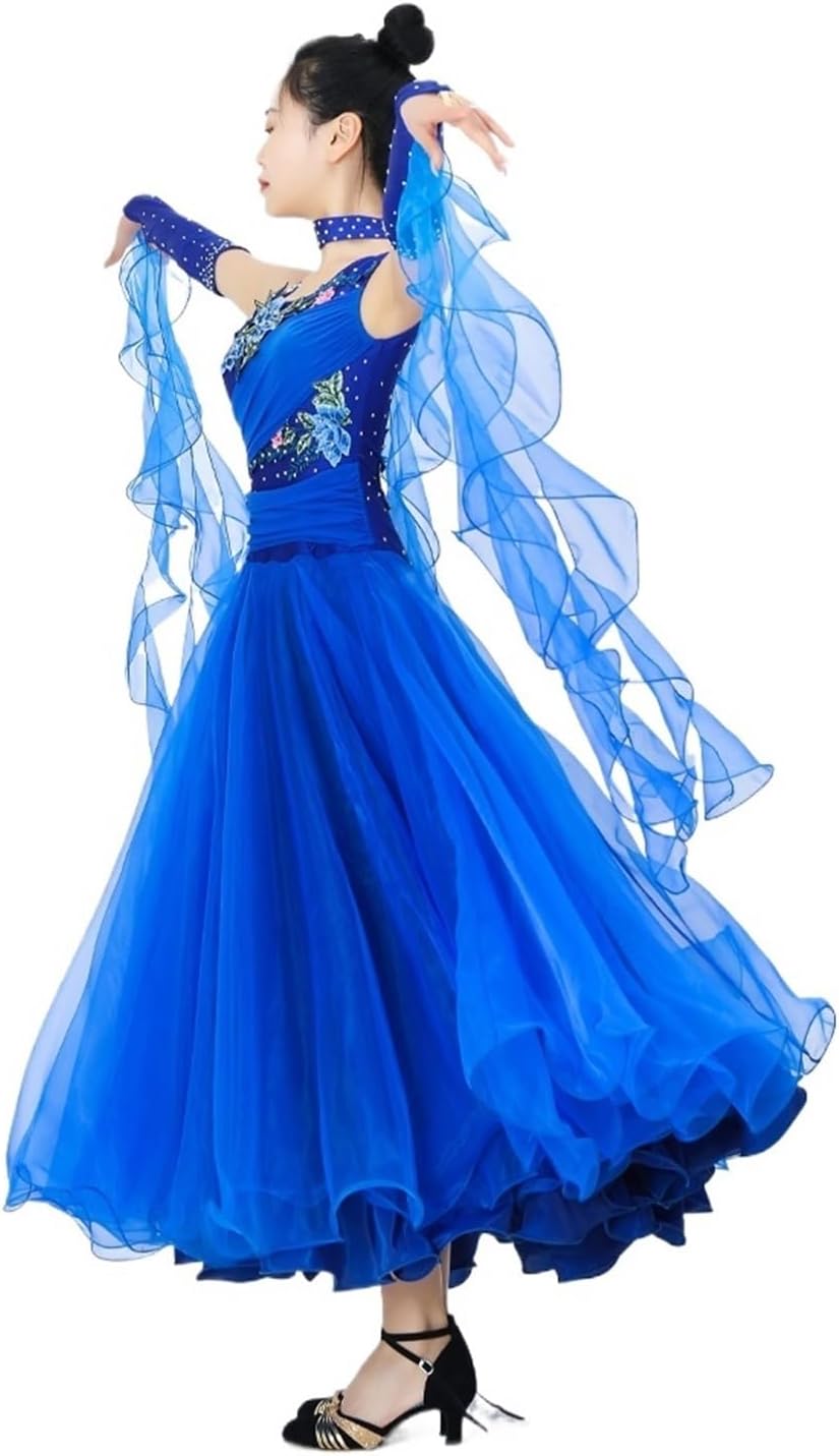 Women's Ballroom Dance Dress Modern Dance Clothes Women Ball Party Dress Girls Stage Female Suit Match Line Wear Waltz Jazz