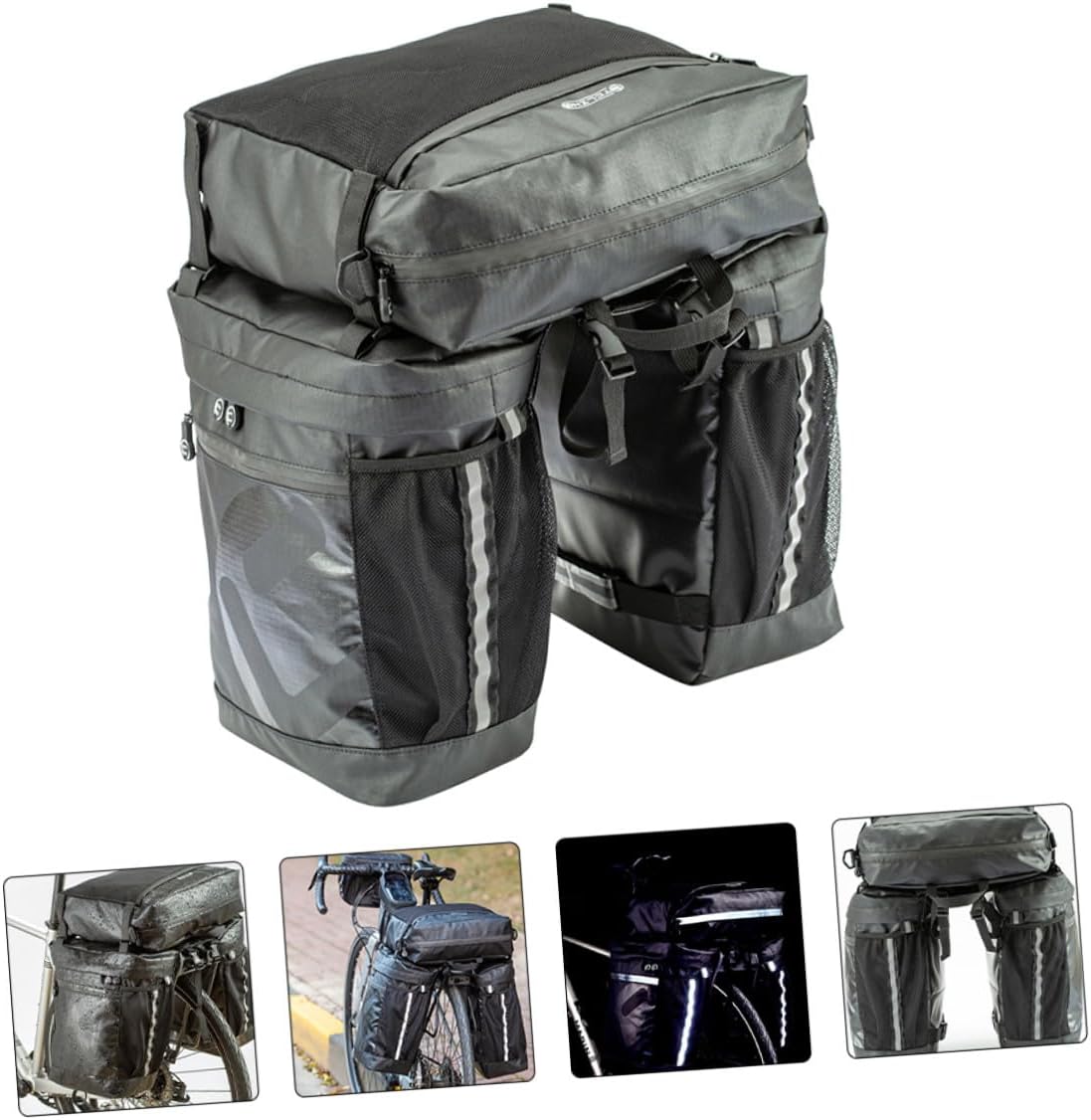 Waterproof Bike Travel Bag 50l Mountain Bike Rear Seat Shelf Bag 3-in-1 Cycling Saddle Pannier for Long-distance Commuting and Outdoor Riding