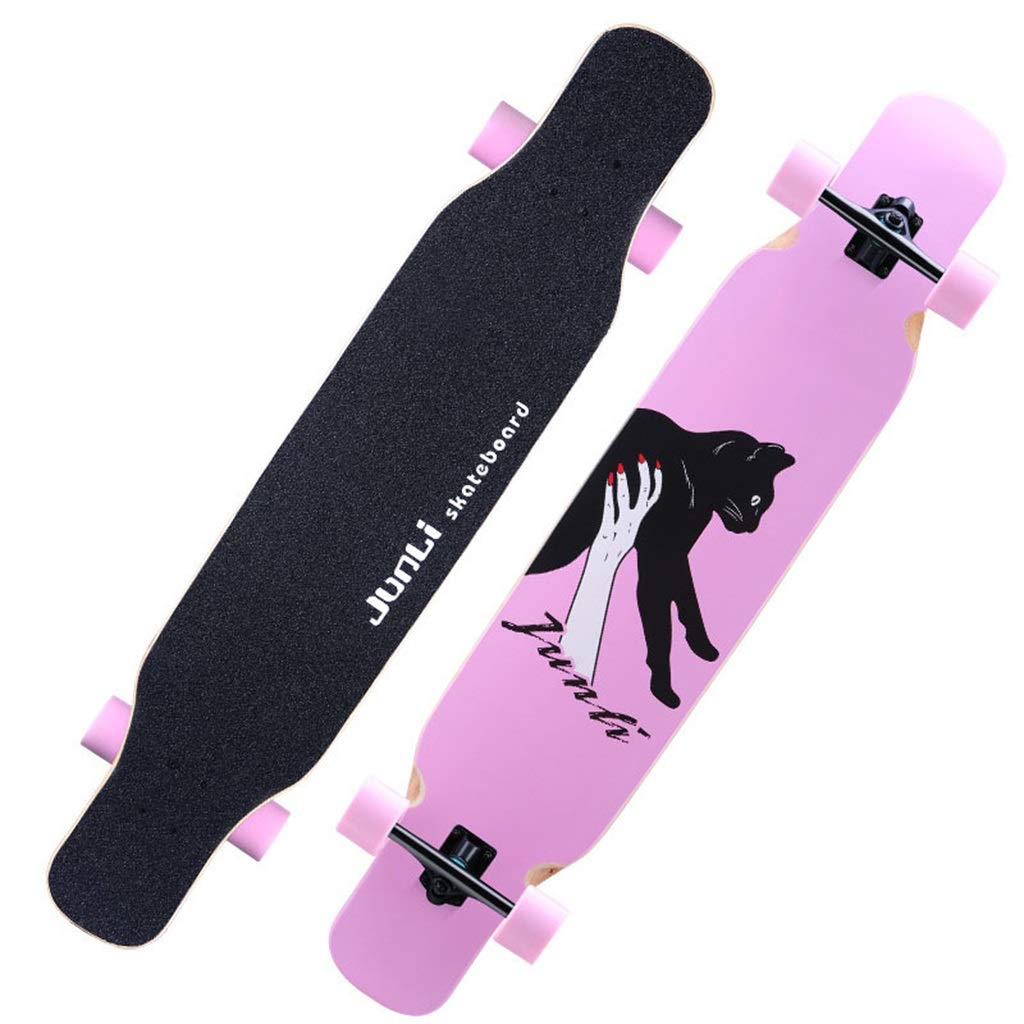YEENUO Planche à roulettes complète Planche à roulettes Longboard 46 "x9" pour enfants Adulte Complète Débutant Pro Planche à roulettes Double coup de pied 8 couches Érable canadien Trucs en bois Pl