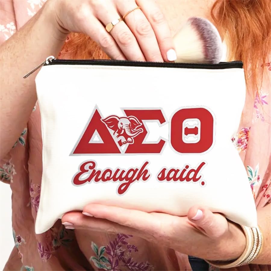 1 pc Delta Sorority Elephant Makeup Bag, Casual Cosmetic Pouch with Zippered Pocket, Lightweight, Foldable, Hand Wash, Travel Accessory for Women and Girls,Funny Friendship Gifts - Image 4