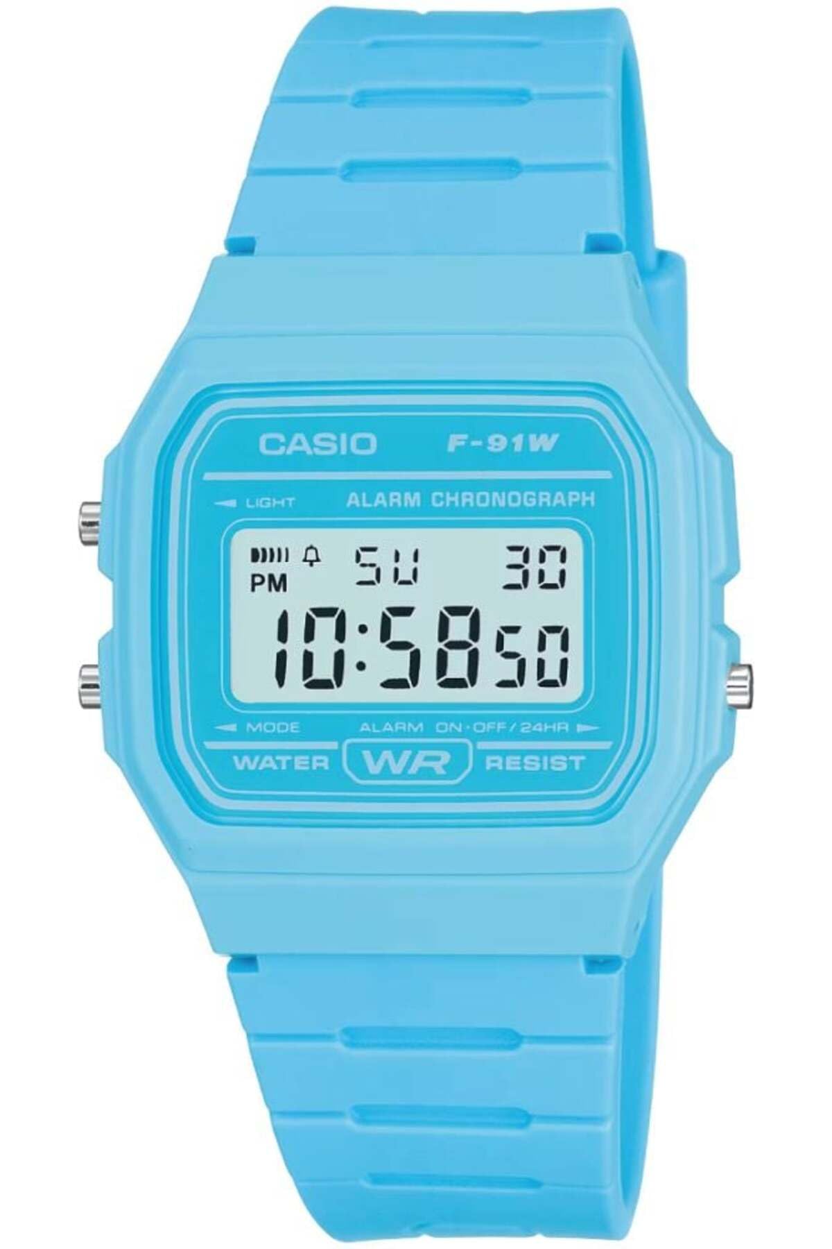 Casio Reloj Unisex F-91WC-2ADF Azul Claro con Alarma y luz