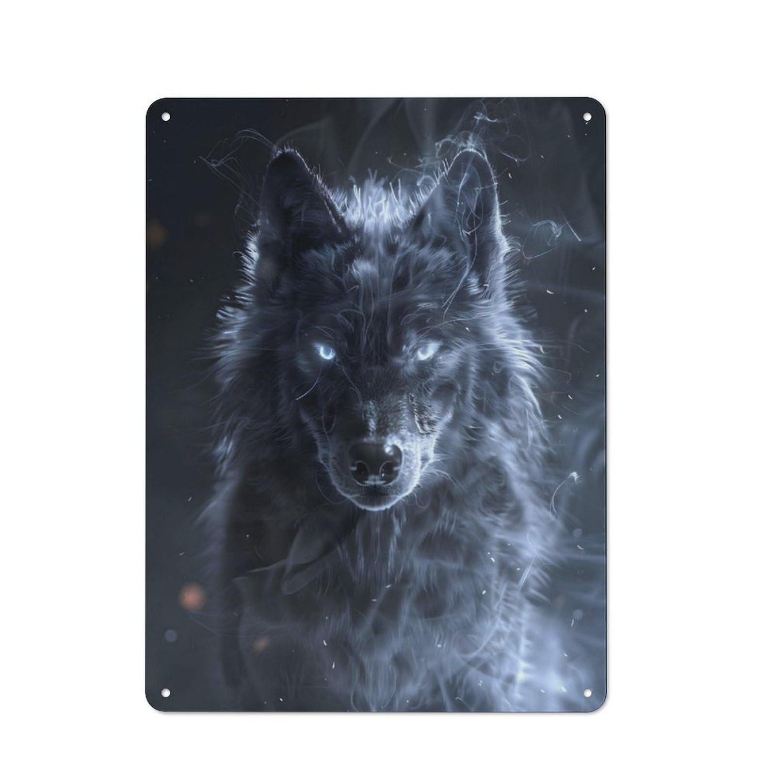 Junmoney Ethereal Wolf 40X30cm Vintage Metal Plaque With For Garage Or Workshop, A Christmas Gift For People Styling Garage And Workshop
