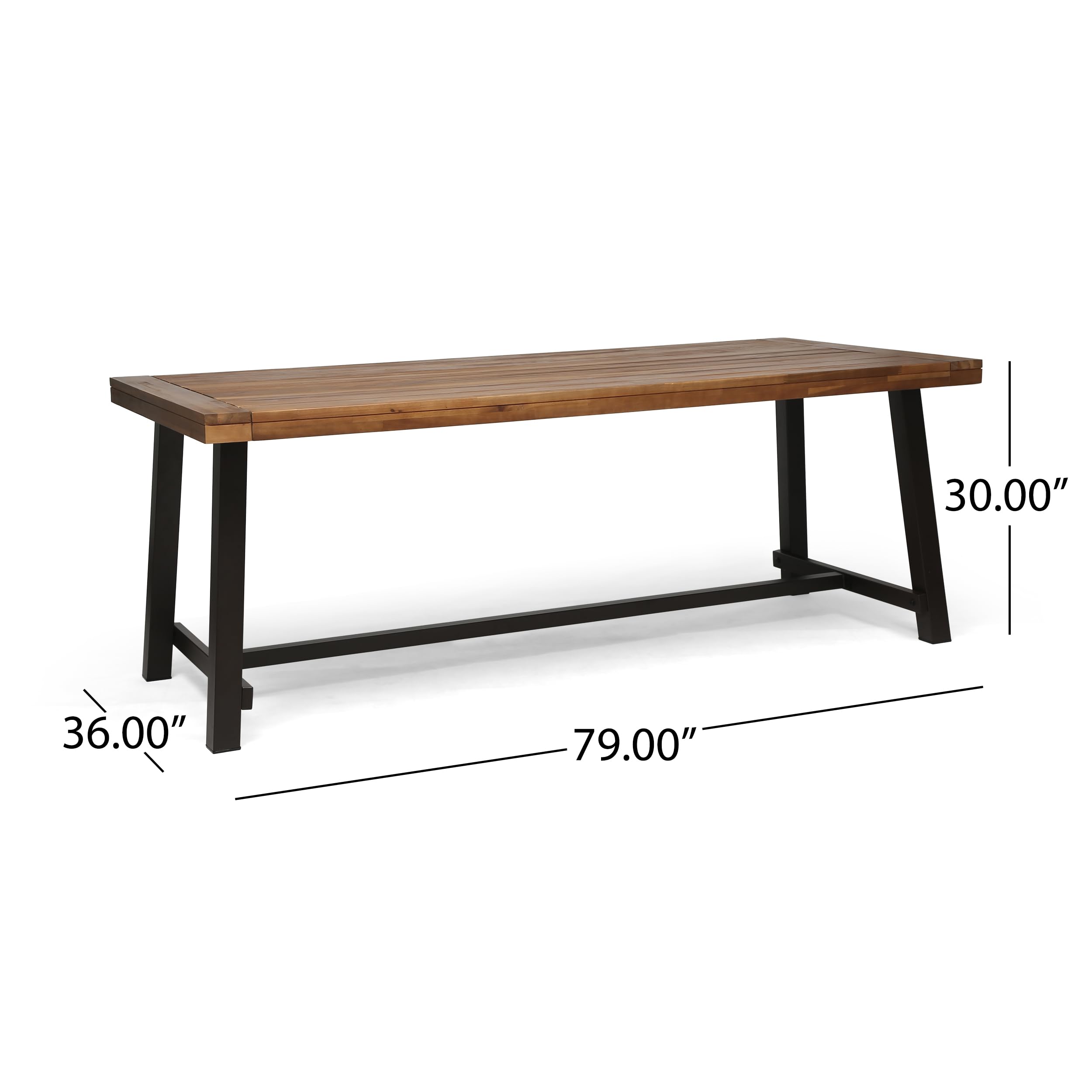 Mesa de comedor al aire libre para 8 personas, rectangular resistente a la intemperie, muebles de patio para patio, jardín y salón, teca 2