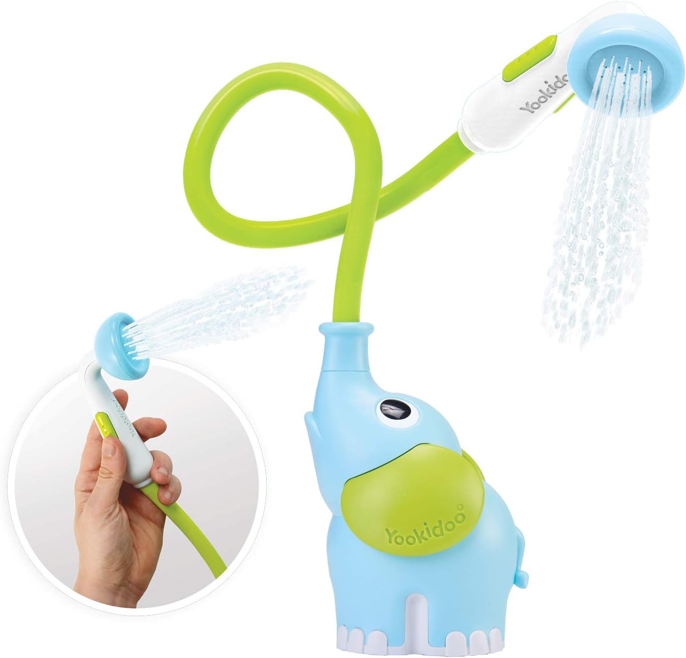 Yookidoo Baby Bath Shower Head - Elephant Water Pump and Trunk Spout Rinser - for Newborn Babies in Tub Or Sink (Blue) : Baby