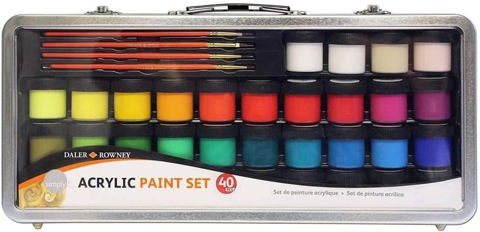 Daler Rowney Simply Acrylic Paint 40 Piece Set in Metal Case