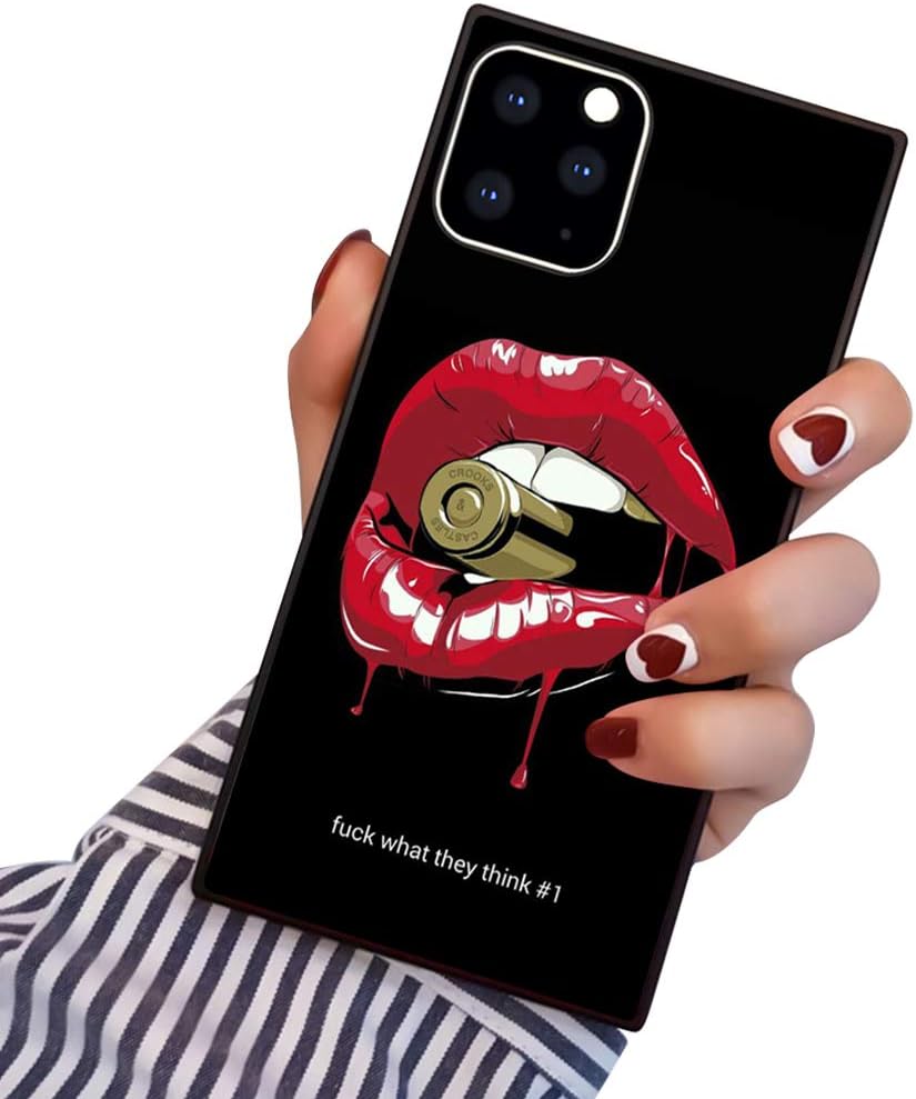 PERRKLD iPhone 11 Pro Max 2019 6.5 Inch Case Square Edge Case Heavy Duty Protection Shock Absorption Slim Soft TPU Cover Bullet in Lips Pattern for iPhone 11 Pro Max 6.5 Inch