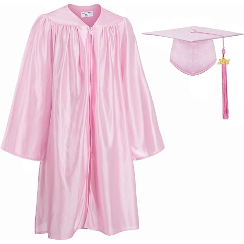 GradClassical Shiny Graduation Cap and Gown 2026 Set with Matching Tassel for Preschool and Kindergarten Boys and Girls