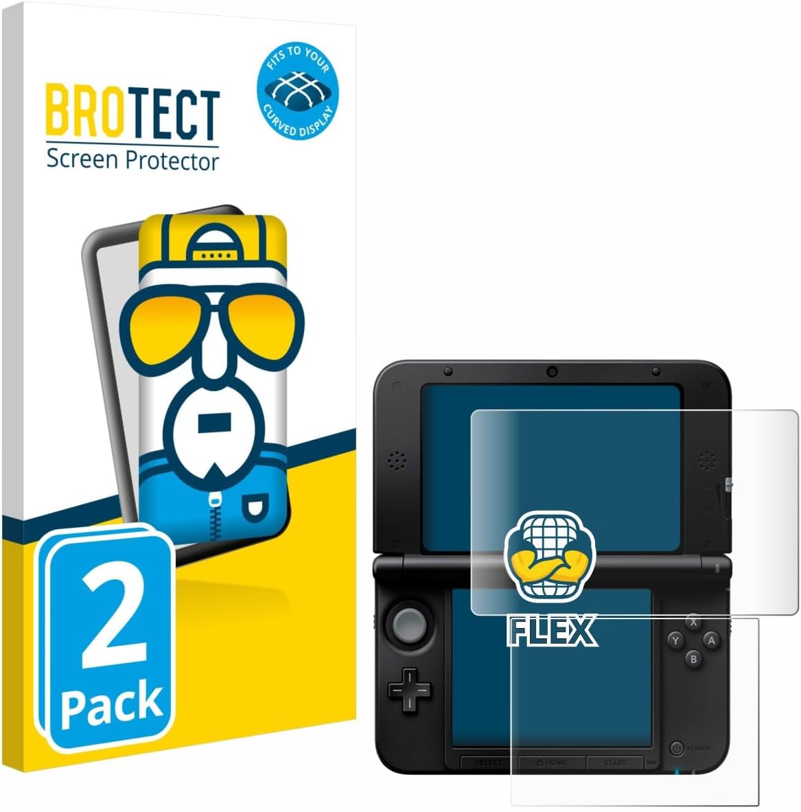 3D Curved Screen Protector Compatible with Nintendo 3DS XL SPM7800 (2 Pack) - Full Screen Coverage