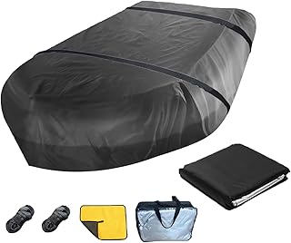 Dinghy Cover 6 Sizes Boat Covers Waterproof Anti-UV Paddle Boat Covers for Small Inflatable and Rigid Inflatable Boats, with 2 Reinforced Straps Black-8-9ft