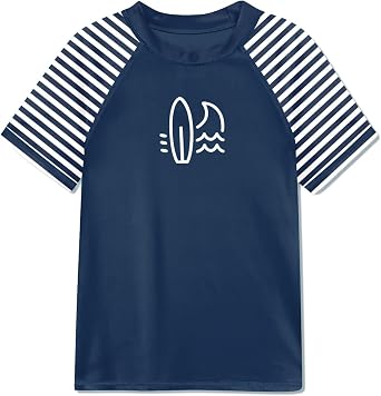 BesserBay Boys Swim Shirt UPF 50+ Short Sleeve Quick-Dry Crewneck Rash Guard Shirt 3-14 Years