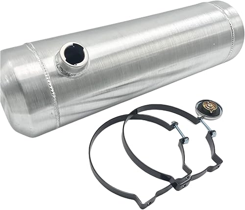 Miniatura 35 de JSD - Tanque redondo de gas combustible de aluminio de 5 galones + soportes, 8 x 24 pulgadas, extremo de salida de llenado NPT de 1/4 pulgadas