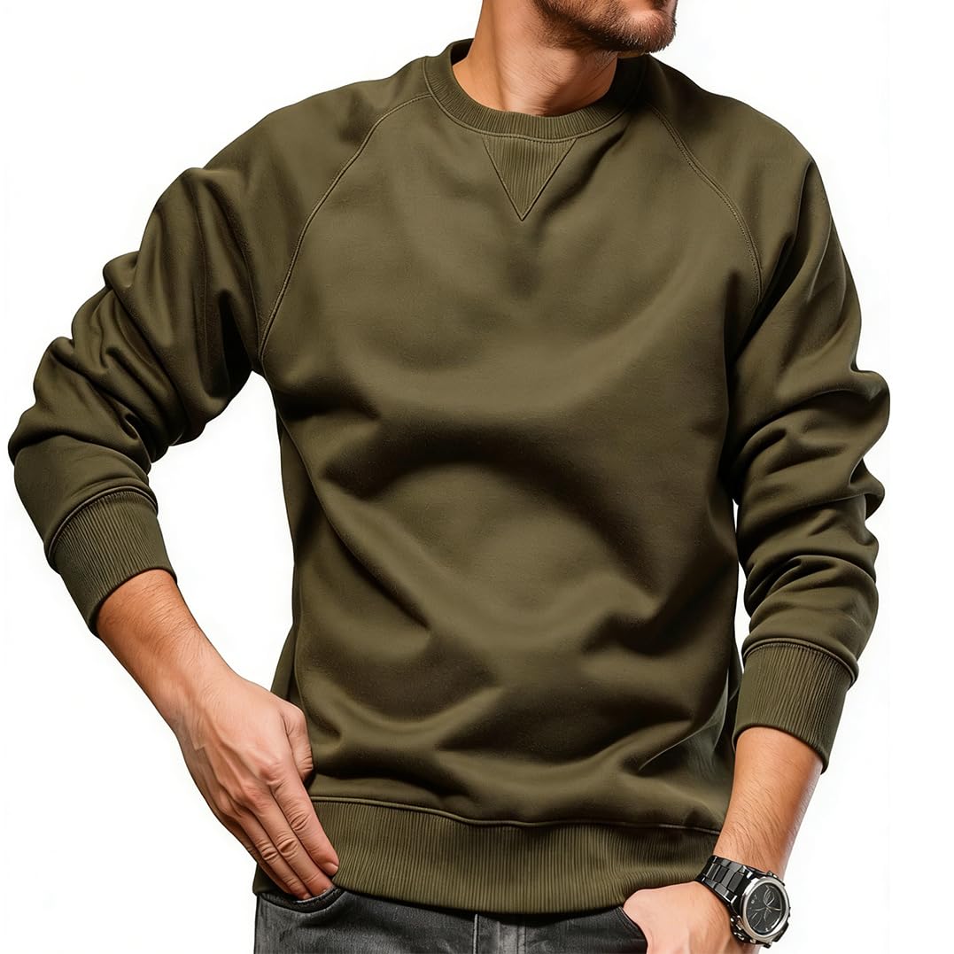 USALL Sweatshirts für Herren Baumwolle Schwergewicht Pullovers Männer Langarm Casual Sweatshirt