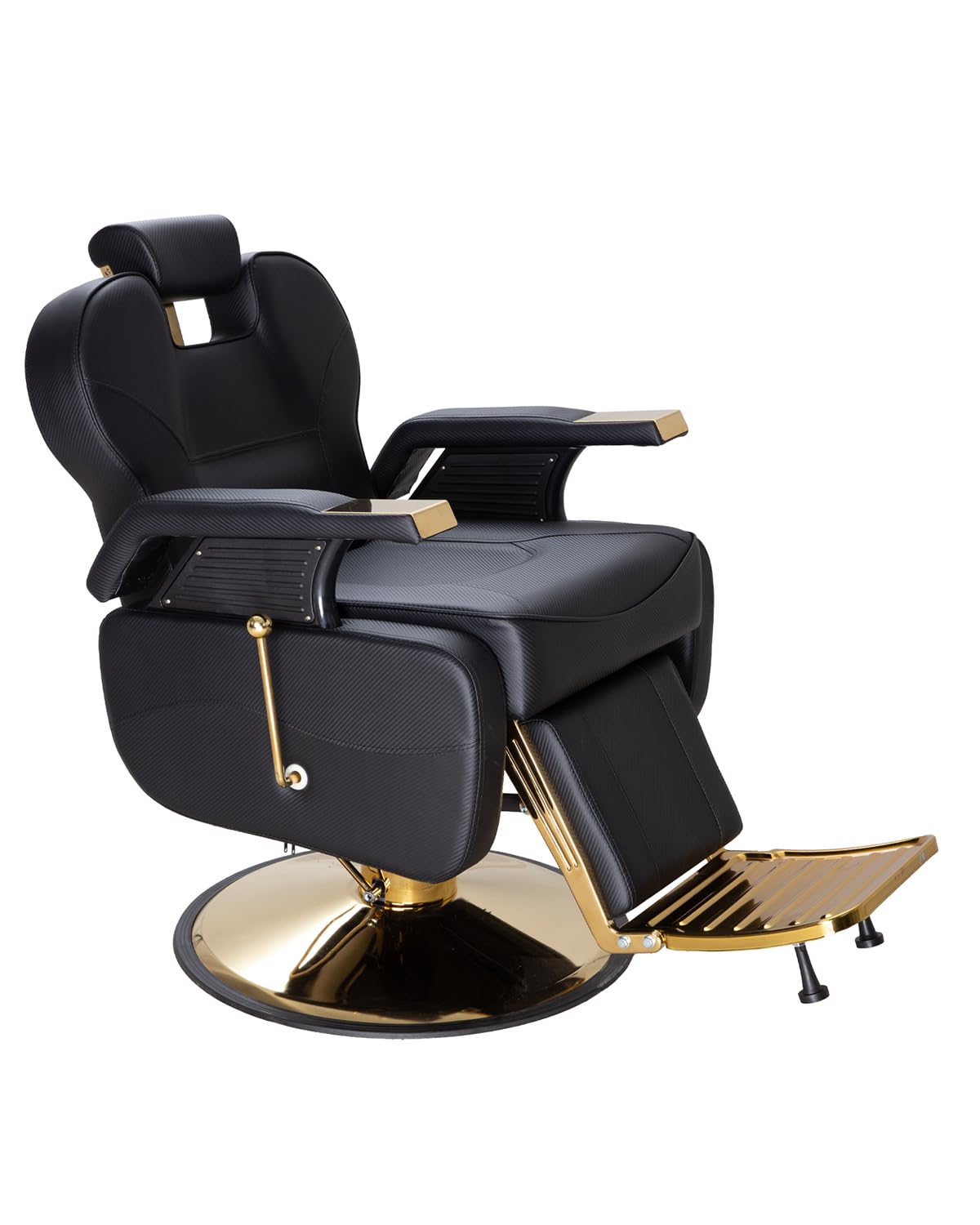 Salon Barber Chair for Hair Stylist, Reclining Beauty Chair with Heavy Duty Hydraulic Pump, 360° Swivel Hair Styling Chair for Barbershop Beauty Spa Salon Home (Black & Gold, Pro)