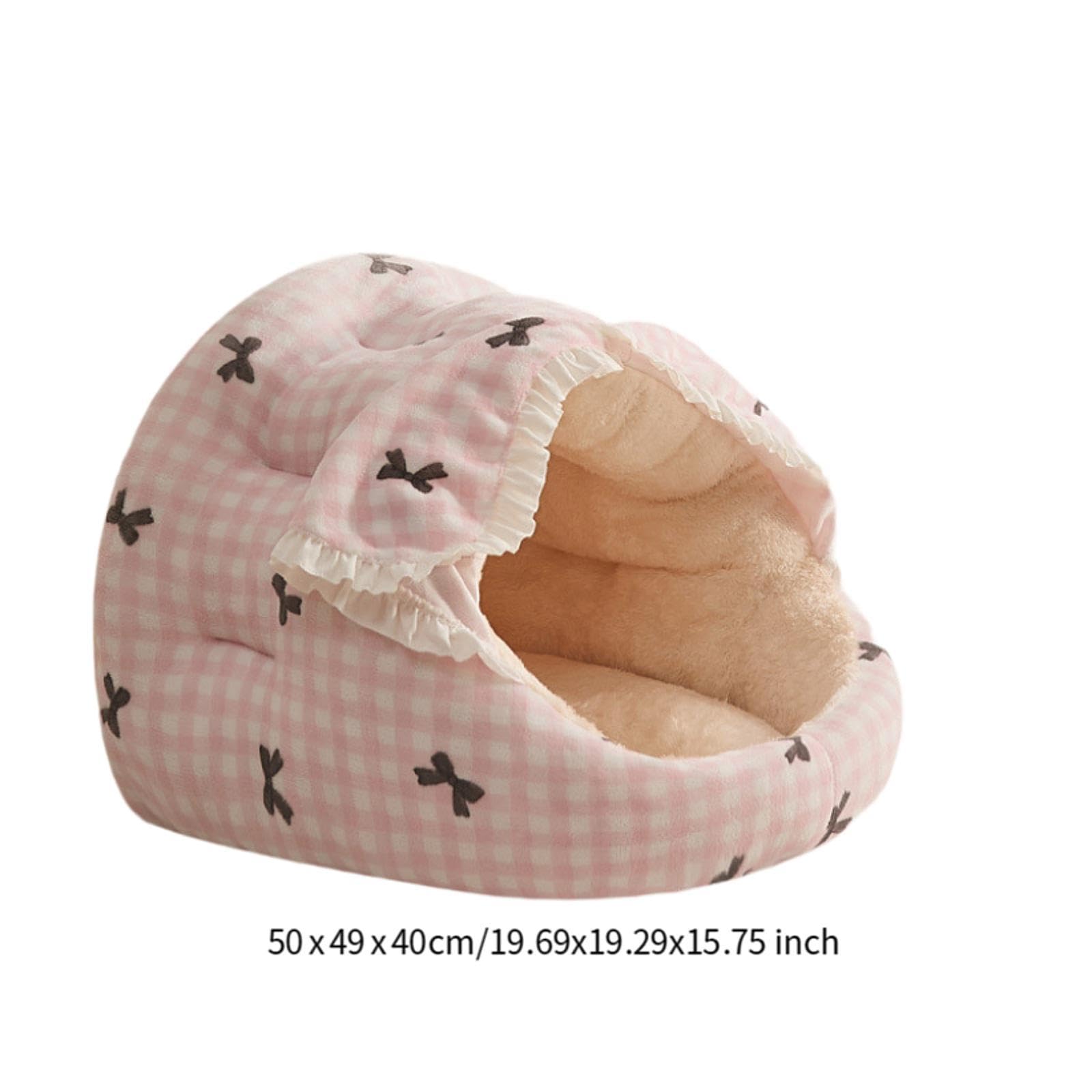 B Baosity Cama para Gato con Cubierta Cama para Perros Cama Nido para Gatos Pequeños Y Medianos Suave Y Cómoda de Felpa Adecuada para, Rosa