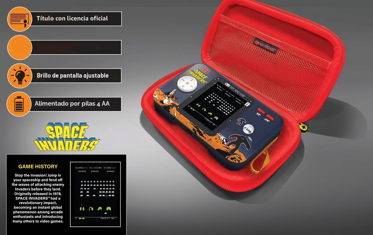 My Arcade DGUNL-7150 Space Invaders Pocket Player Pro - Sistema de Juego portátil con Estuche de Transporte