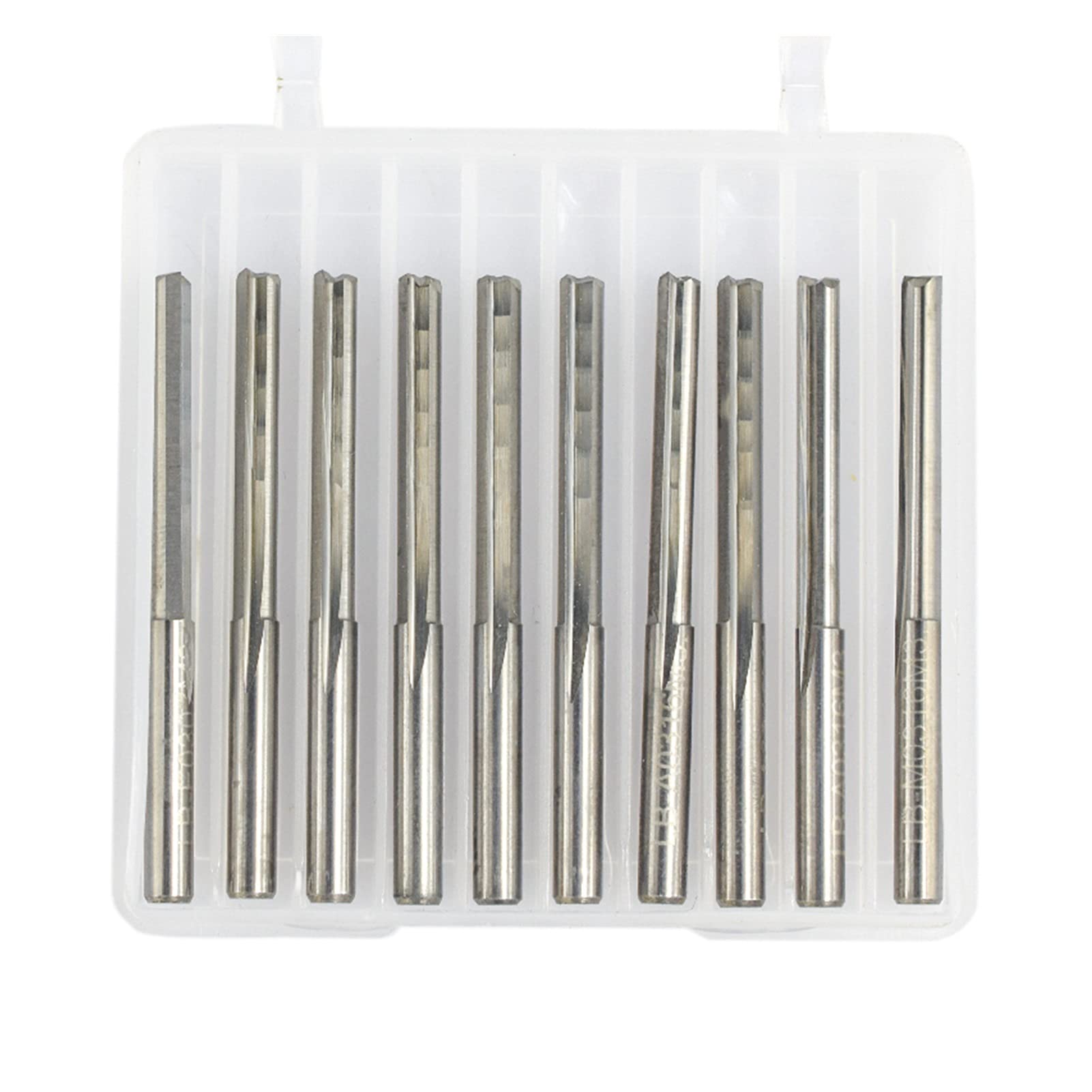 Juego de Fresas de carburo for carpintería, 10 Brocas CNC de 2 Flautas, Fresa Recta for Madera, MDF y plástico, vástago de 3,175 mm.(10pcs 3.175x12mm)