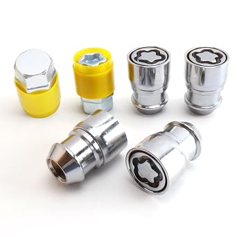 M14 x 1.5 Wheel Locks1.42In Length, Fit for Silverado 1500 2000-2023, Sierra 1500 2000-2023, Tahoe 2001-2024, Chrysler 300 2005-2023 - 4 Locking Lug Nuts, 2 Pcs Wheel Lock Key