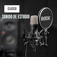 Vista 4 de RØDE NT1 Signature Series Micrófono condensador de gran diafragma con soporte de choque, filtro pop y cable XLR para producción de música, grabación