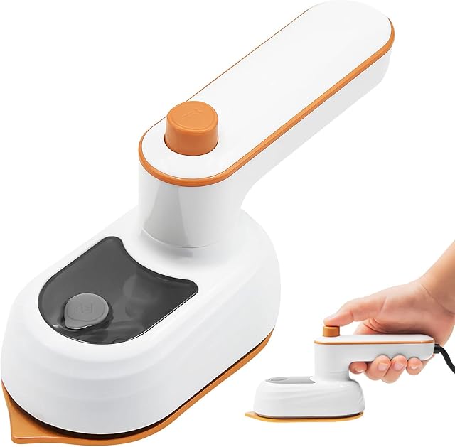 Travel Iron Mini Iron Machine for Clothes, Portable Micro Steam Iron Handheld 180°Rotatable Professional Small Iron for Home Business Traveling Sewing (White)