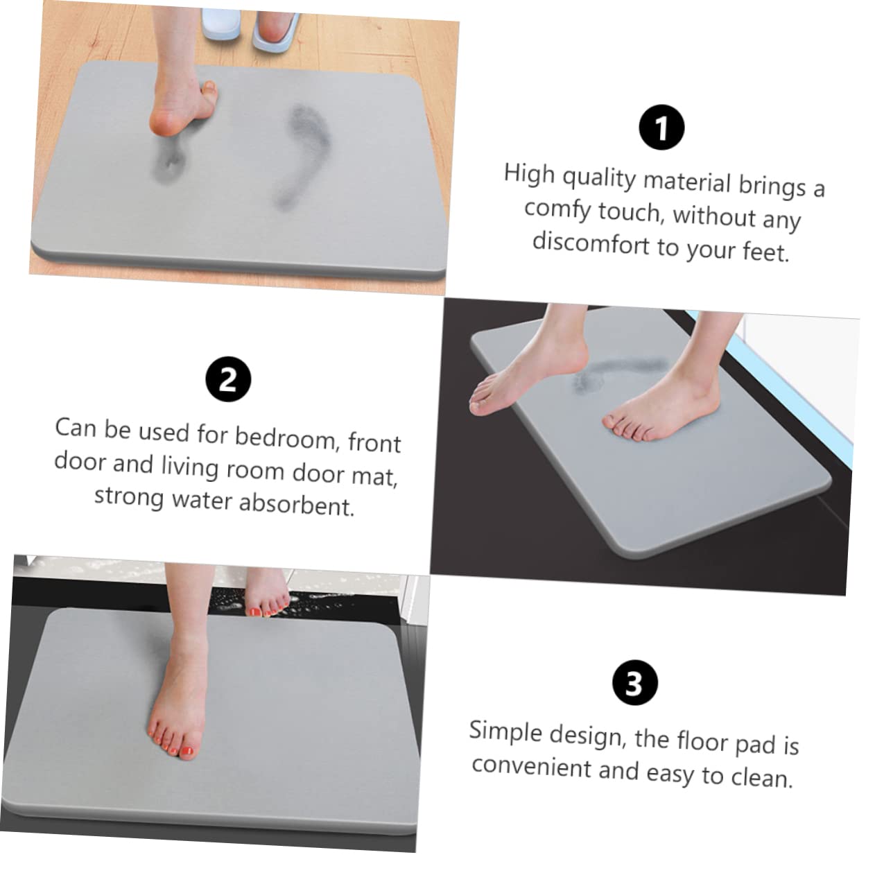 Tapis de Sol Antidérapant en Diatomées, Absorbant, Simple