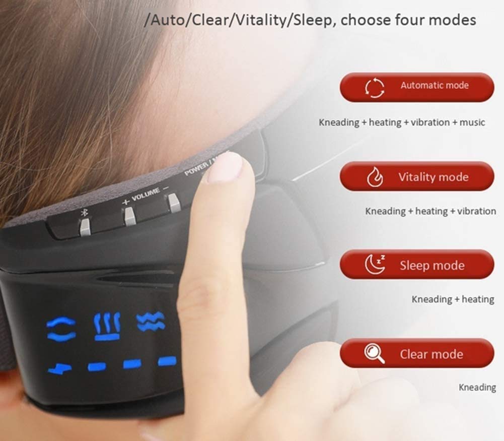 Massager de ojos con calor, espejo visual, compresión Bluetooth Música de la música recargable Masajeador de la terapia de ojos para relevar cepa de ojos Círculos oscuros Bolsas de ojo Ojo seco