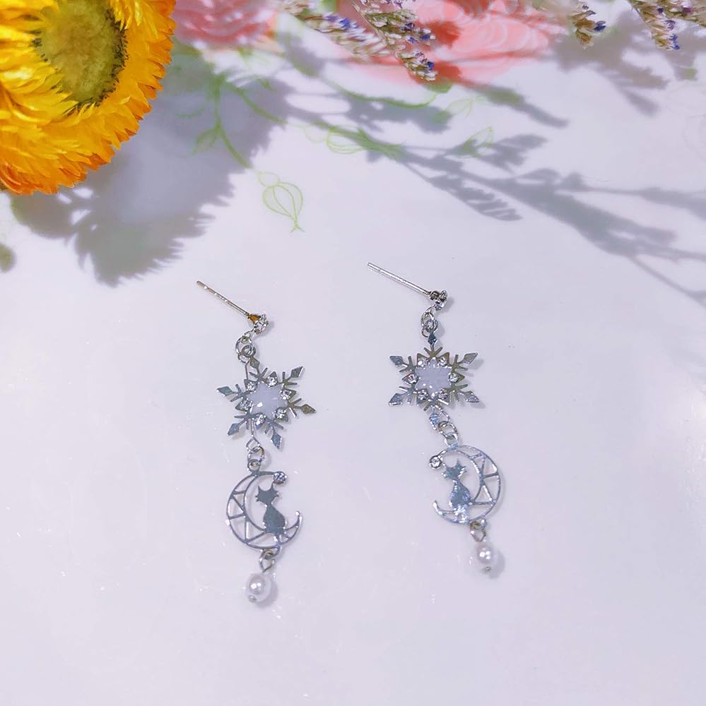 Amazon | Candy girls ピアス 冬 雪の結晶 猫 可愛い 和風 揺れる