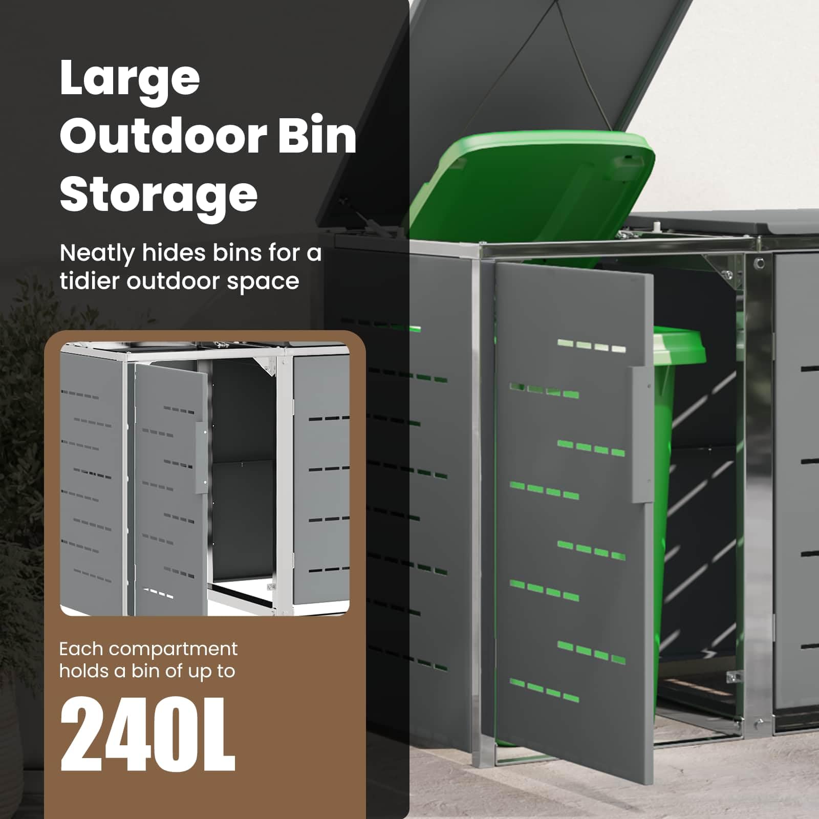 vidaXL Mülltonnenbox for 2 Bins 240L Edelstahl Grau
