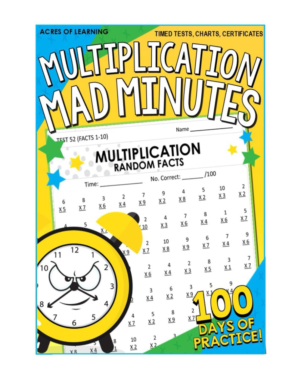 100 Days of Multiplication Timed Tests: Mad Minute Math Facts 1-12, Reproducible Workbook, Grades 3-5