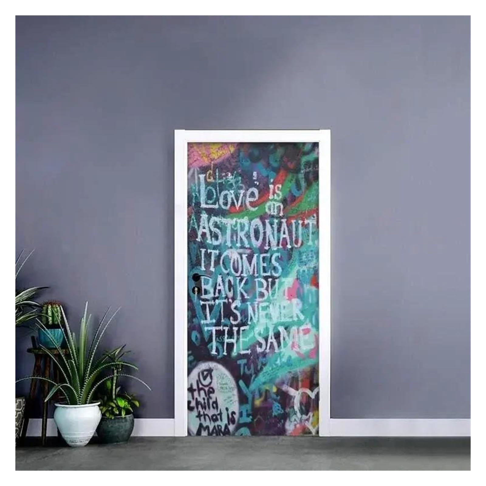 Sticker mural de porte dessin animé pour chambre d'enfant et salle de jeux