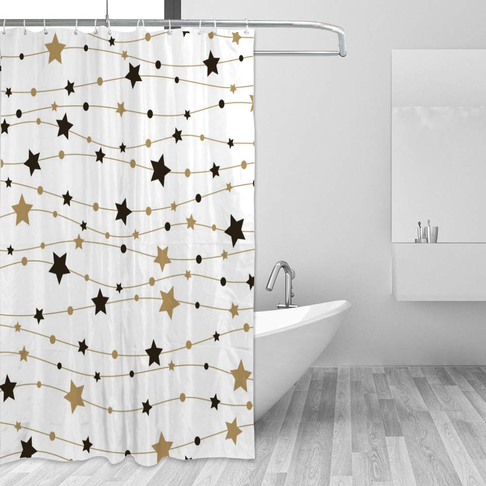 Rideau de douche imperméable anti-moisissure à étoiles