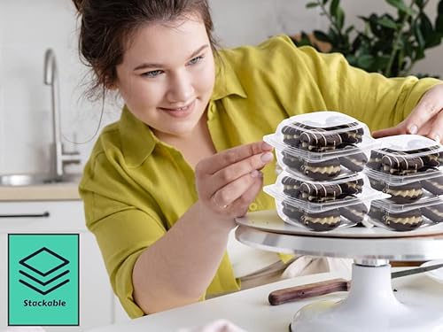 Miniatura 23 de Smygoods Recipientes de plástico para alimentos (paquete de 25-8x8x3 3/8) para llevar, contenedor de alimentos con bisagras Contenedor de concha