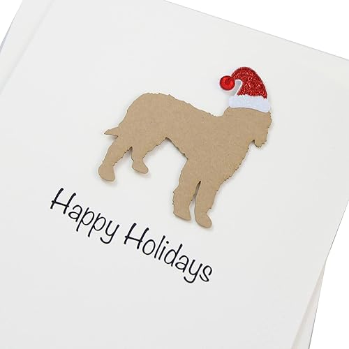 Miniatura 105 de Black Australian Shepherd Christmas Cards Pack of 10 Handmade Aussie Holiday Notecards White Base Dog with Santa Hat Black,Chocolate