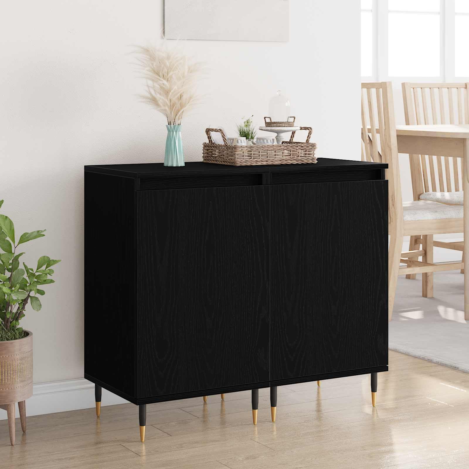 Armario de pasillo estrecho y comedor con amplio espacio de almacenamiento modular negro