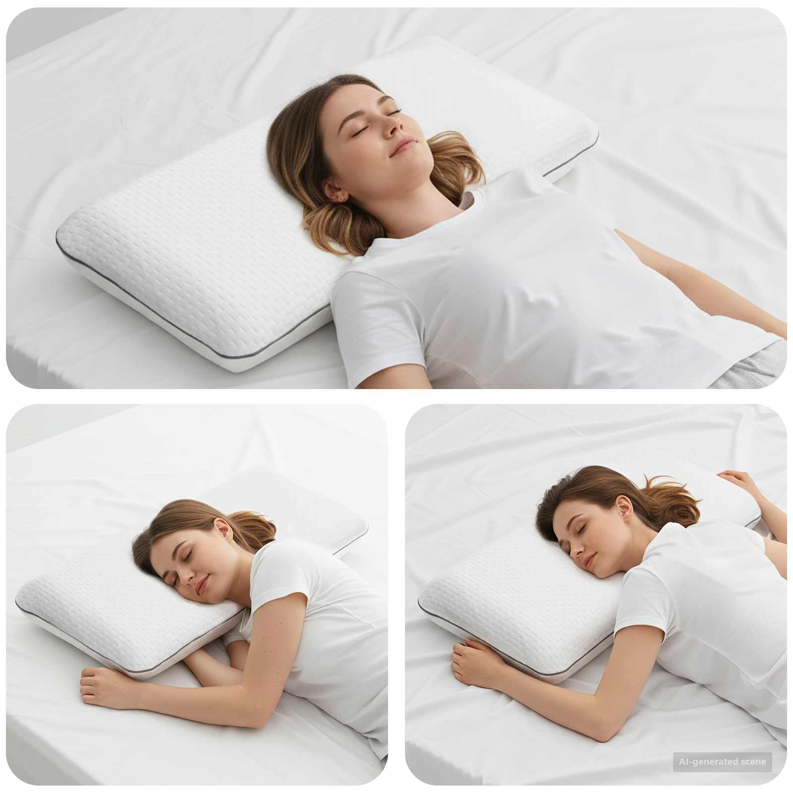 Cojín para dormir, color blanco, 80 x 35 x 10 cm, espuma de gel, para dormitorio