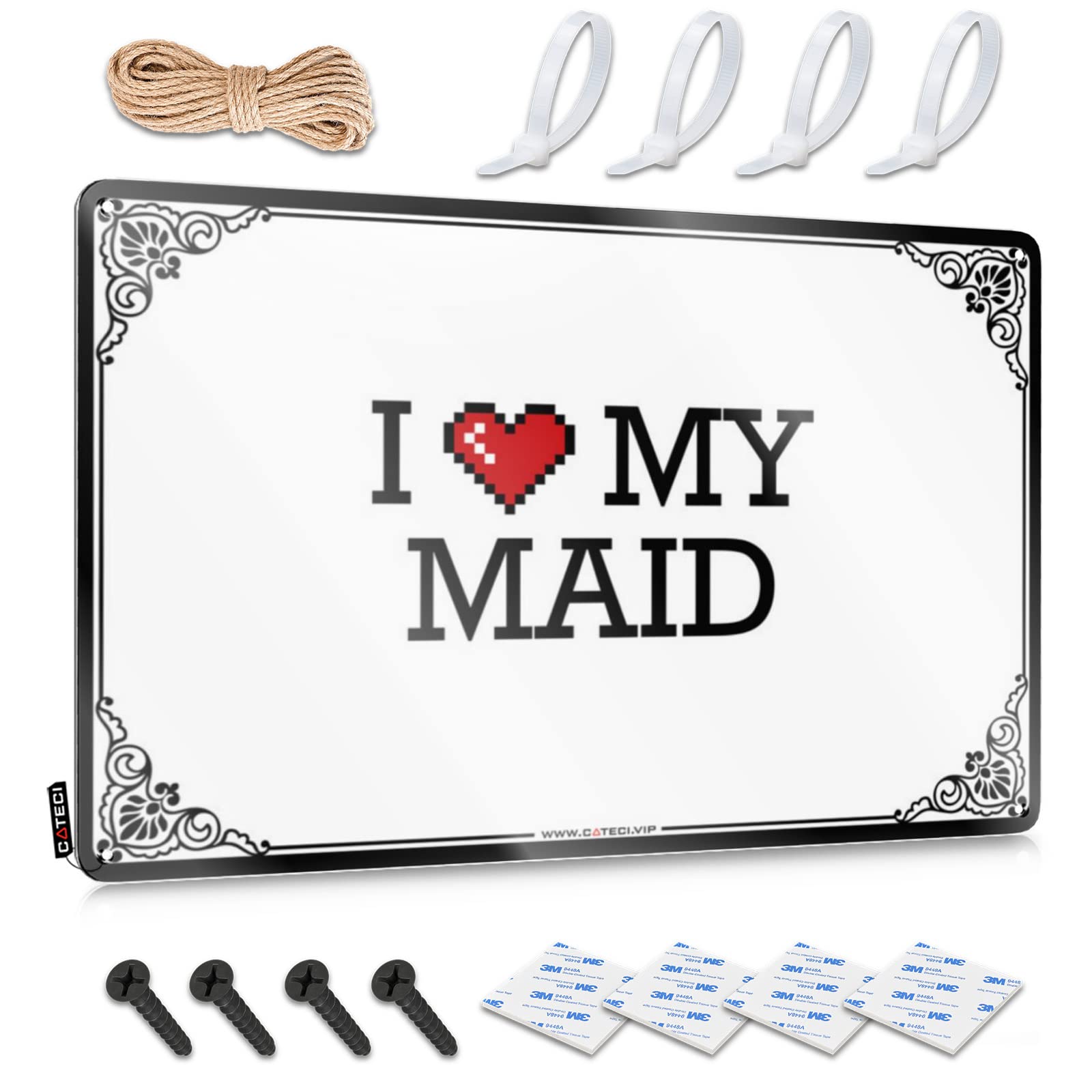 Fzfn Colour Metal Wall Decoration Bathroom Sets Wall Art - I Love My Maid Nice Awesome Retro Style Decoration For Checkout(30X40cm)
