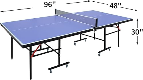 Miniatura 20 de IUNNDS Mesa de tenis de mesa portátil de 4.5/6/8/9 pies, juego de ping pong plegable para interiores con red y juego de postes, 2 paletas y 3