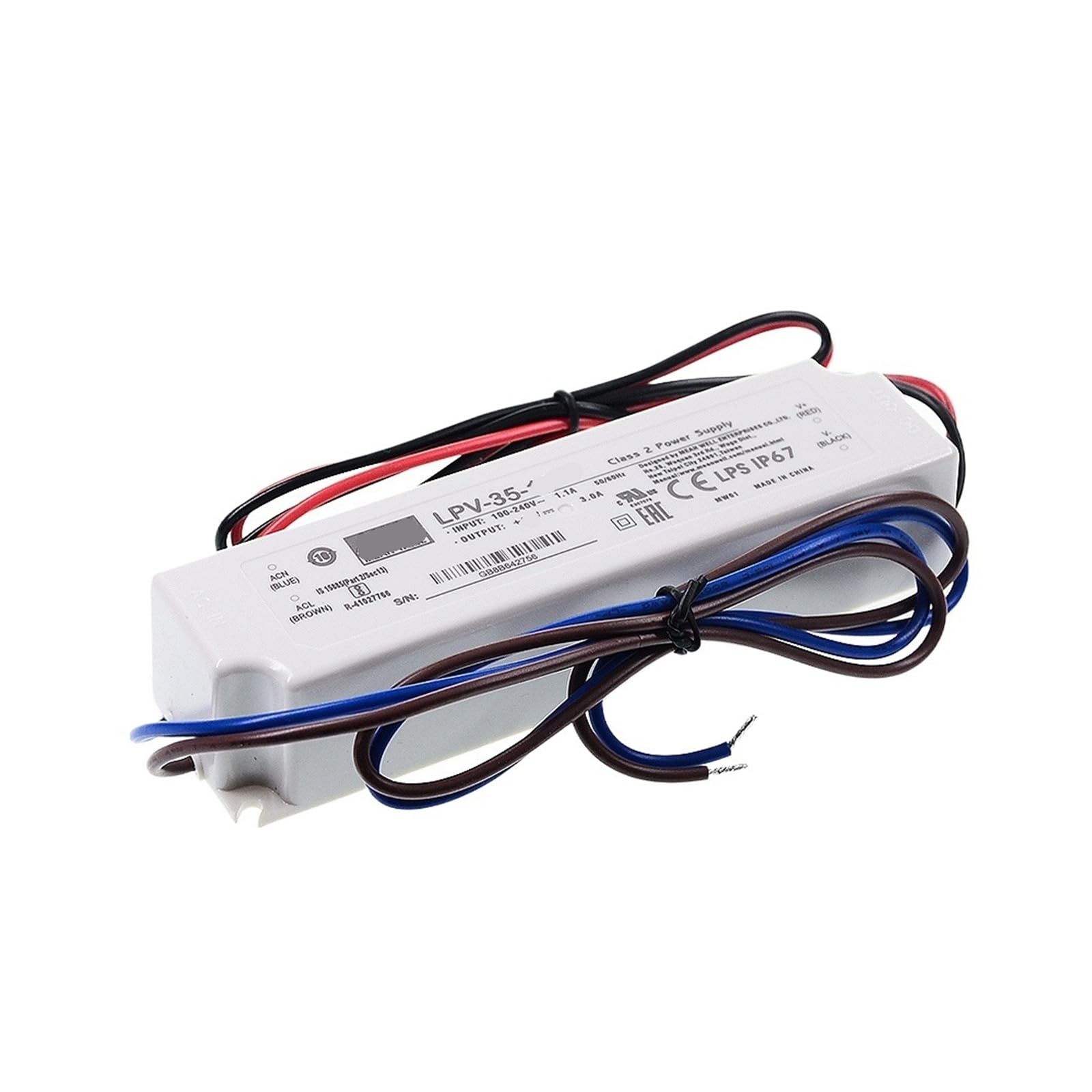 PWANUIGTE 35W Switching Power Supply LPV-35-5V/12V/15V/24V/36V Waterproof LED Lighting IP67(LPV-35-5-5V)