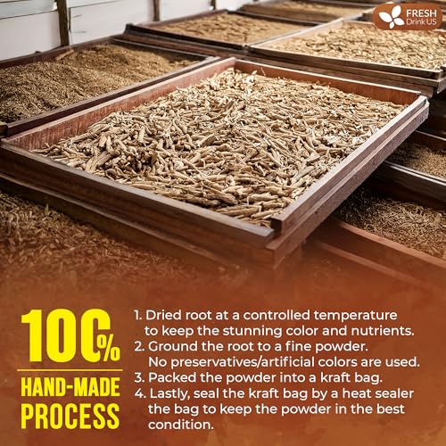 Image of FreshDrinkUS, Premium 20oz Ashwagandha Powder, 100% Natural & Pure, Herbal Tea, No Sugar, No Caffeine, No Gluten, Vegan.
