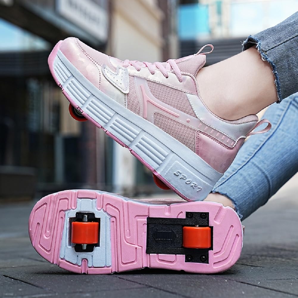 Enfants Chaussures à roulettes de Multisports Outdoor Gymnastique Sneaker Automatiques Rétractables Skateboard Baskets Garçon Fille Mode Cadeaux