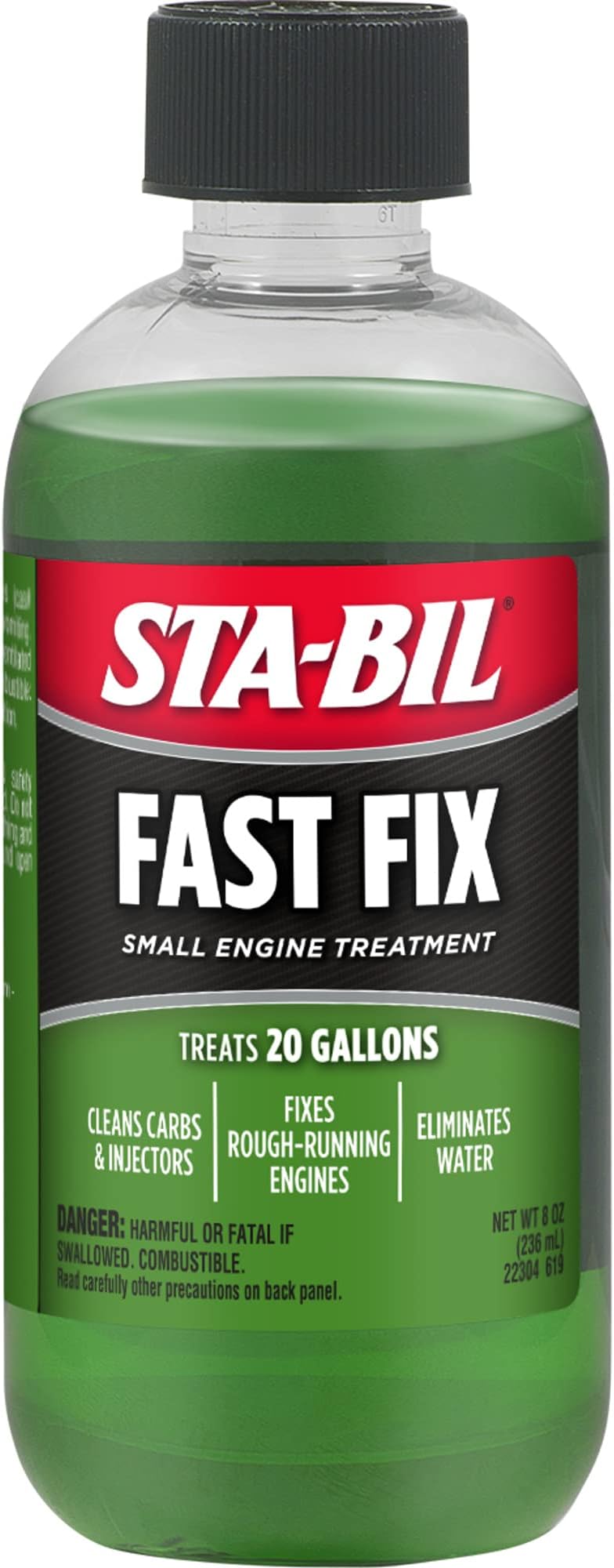 Fast Fix - Small Engine Treatment, Cleans Carburetors and Injectors, Fixes Rough Running Engines, Eliminates Water, Treats Up to 20 Gallons, 8oz (22304) , Green