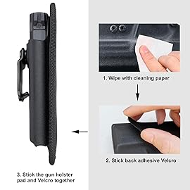 POLE.CRAFT IWB Kydex Holster Custom Fit: G19 19X 25 44 45 (Gen 1 2 3 4 5) & G23 32 (Gen 3 4) - Inside Waistband Carry - Adj. Cant Retention (Black - with Pad, Right Hand Draw (IWB))