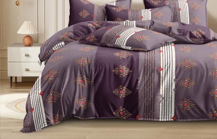 Image of 300 TC Cotton Feel Glace Cotton Elastic Fitted Bedsheet Single Bed with 1 Pillow Cover II Bedsheet for Single Bed Elastic - 36 inch x 78 inch inches (Full Size, Single Bed, Multicolor)
