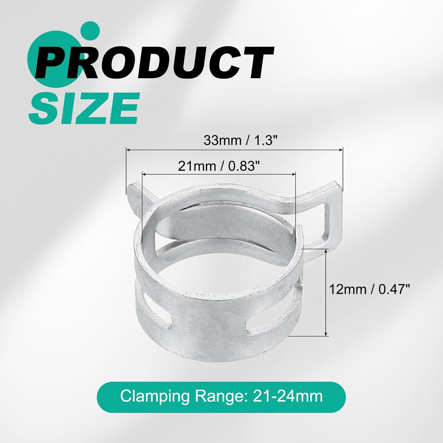 20 Pieces Spring Clamp Band Type 21 mm Fuel Hose Clip Spring Silicone Hose Clamp for Vacuum Tube Clip Silver